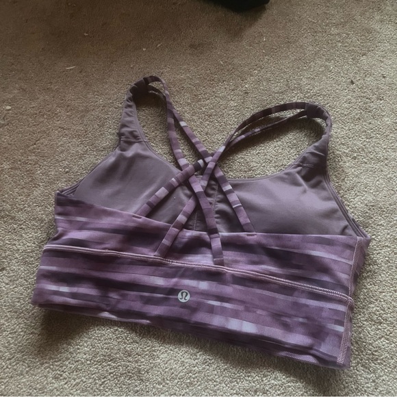 Lululemon Energy Bra *Long Line Shadowed Smoked Mullberry Purple Stripe size 8 - Picture 4 of 10
